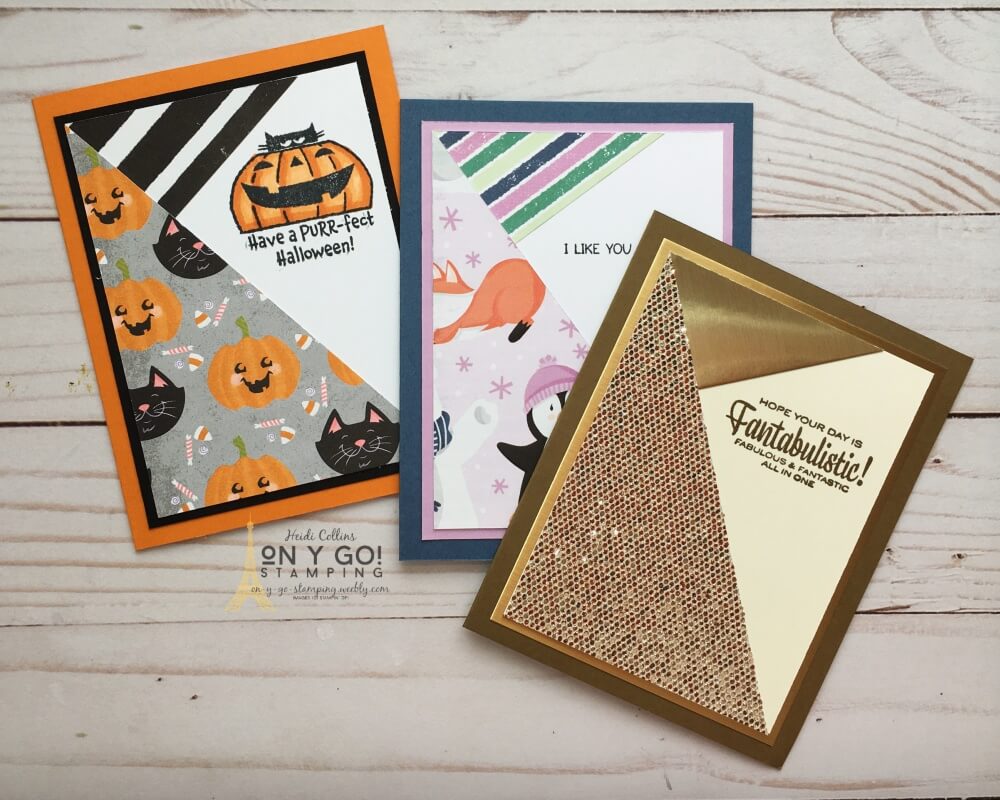Staggered Strip Cards/An Easy Way to Make Simple Cards with Stamps