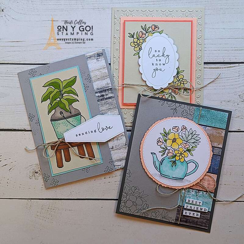 We created three simply sweet floral cards during the May Online Card Class using the Country Flowers stamp set from Stampin' Up!®️ See the video tutorial for this online card class!