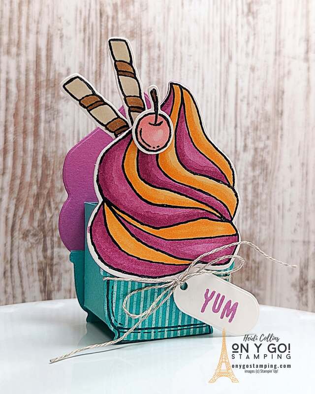 Create an easy treat box with the Ice Cream Swirl stamp set and coordinating dies from Stampin' Up!®️ Plus, see two cards with this fun stamp set!