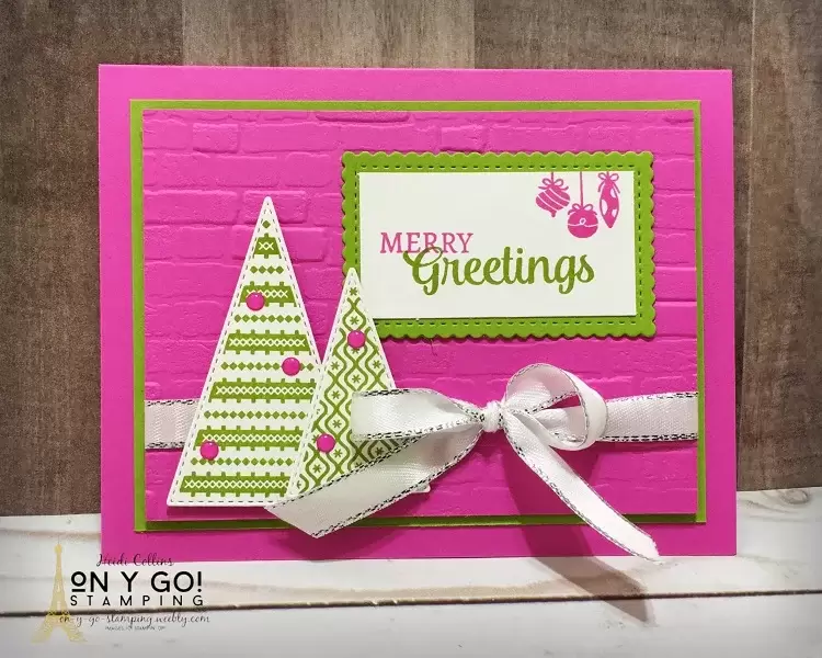 A wow card design idea using the Tree Angle stamp set from Stampin' Up! in Pink and Green.
