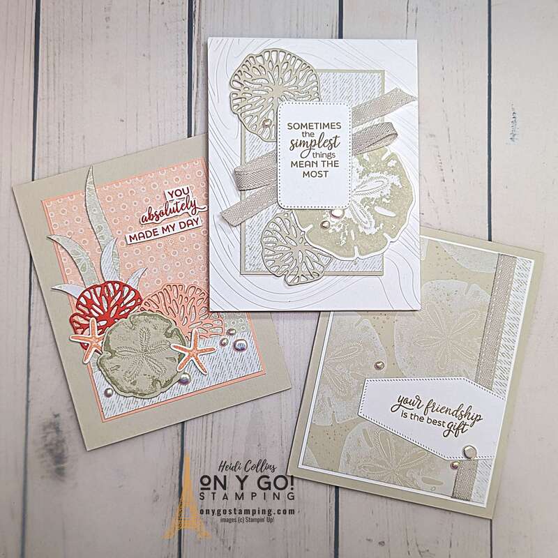 Create beautifully elegant handmade cards for summer with the Seaside Wishes stamp set and coordinating hybrid embossing folder from Stampin' Up!®️ See the video tutorial for step-by-step instructions.