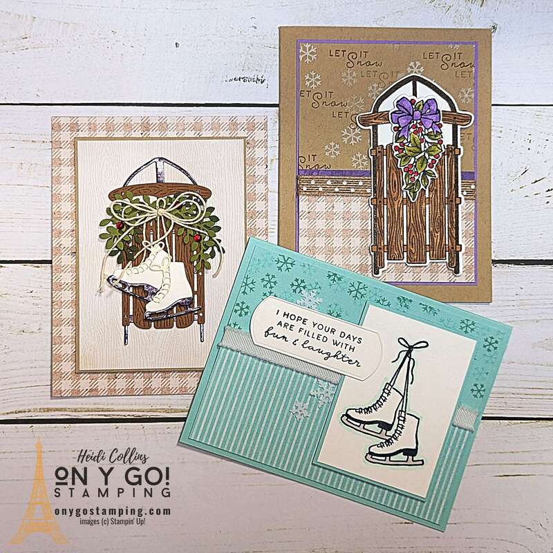Sneak peek of the NEW Sophisticated Sled stamp set and dies. This bundle makes beautiful winter-themed cards! See the video tutorial.
