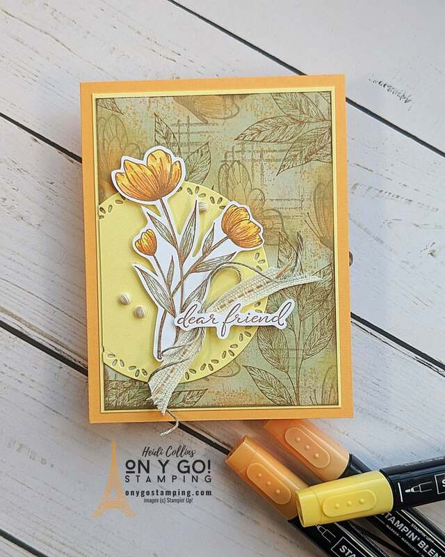 Use the Spotlight on Nature stamp set from Stampin' Up!®️ to create a collaged background for a handmade card.
