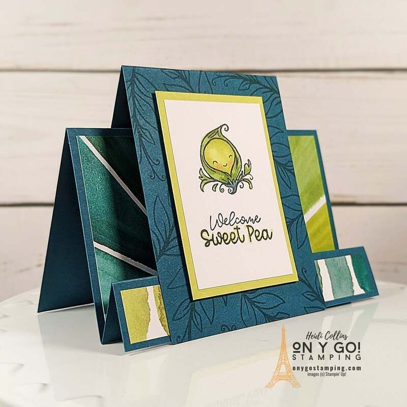 New baby card with a fun fold! See the video tutorial for this fun fold card using the Sweet Peas stamp set from Stampin' Up!®️ 