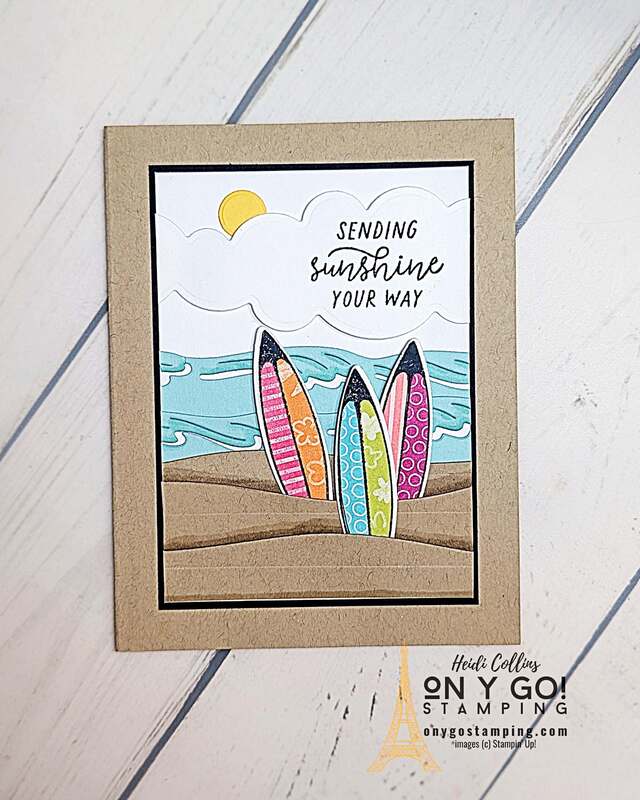 Create colorful surfboards for a handmade card for summer with the paper piecing technique and the Beach Day stamp set from Stampin' Up!